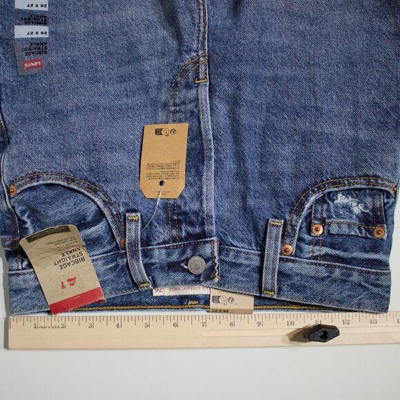 NWT $79.50 Levi's Ribcage Straight Ankle Distressed Med Wash Jeans Women 26x27 - Picture 12 of 14